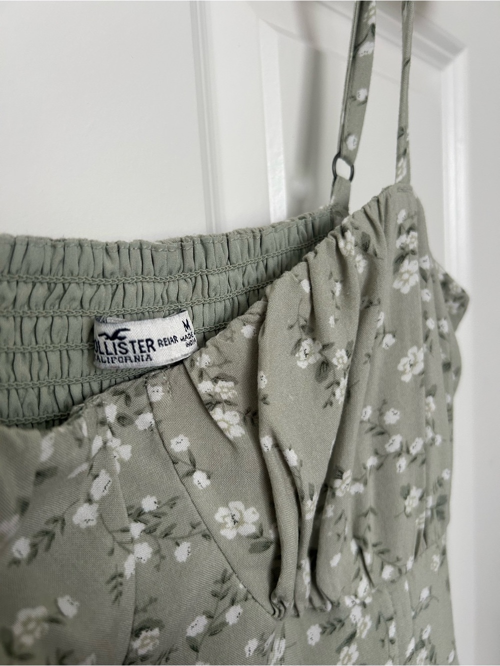 Hollister Sage Floral Lace-Trim Midi Dress